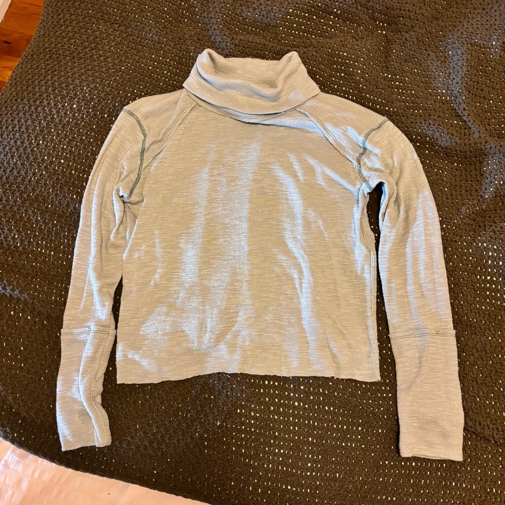 Free People Faded Teal Turtleneck